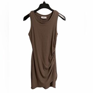 Gilli Taupe Ribbed Ruched Dress
